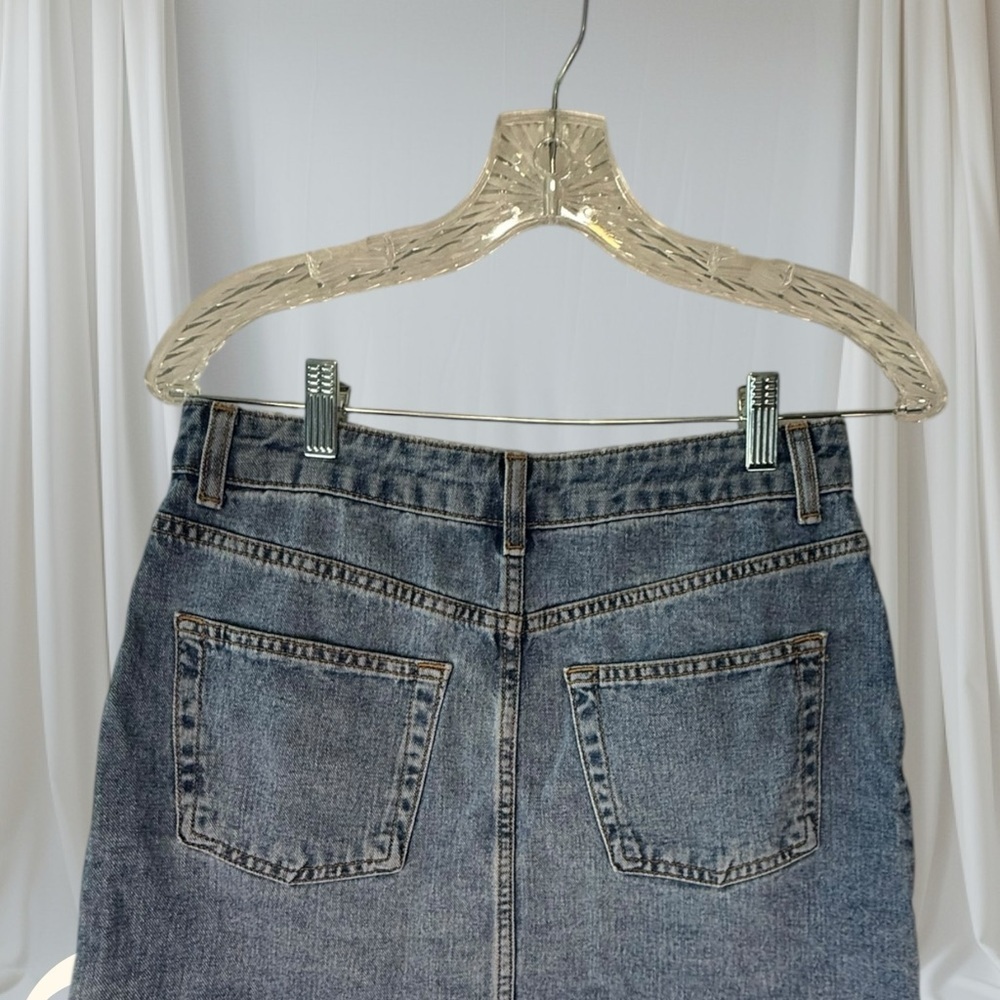 Topshop Denim Mini Skirt Cut Out Side Lace Up Festival Y2K Mid Wash Size 6 - Picture 7 of 10